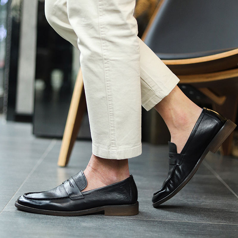 Handmade Men's Full Grain Leather Penny Loafer Shoes