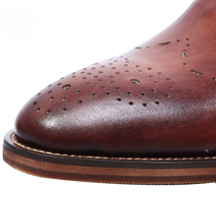 Handmade Men's Full Grain Leather Perforated Derby Dress Shoes