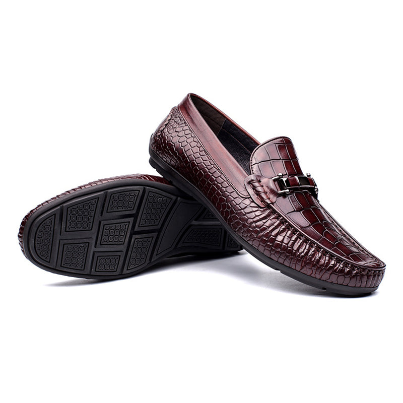 Handmade Men's Full Grain Leather Slip-On Moccasins - Men's Dress Shoes