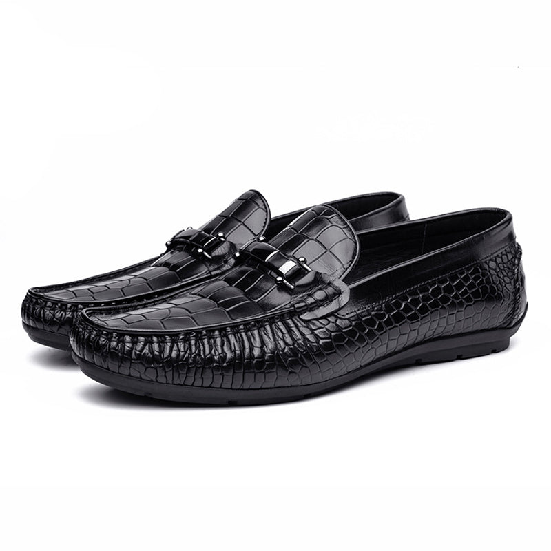 Handmade Men's Full Grain Leather Slip-On Moccasins - Men's Dress Shoes