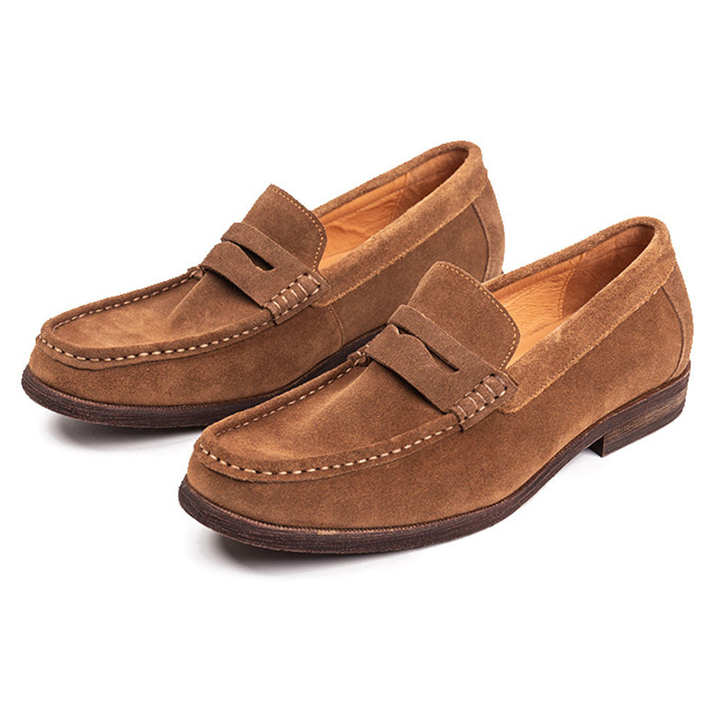 Handmade Men's Full Grain Leather Suede Casual Loafers