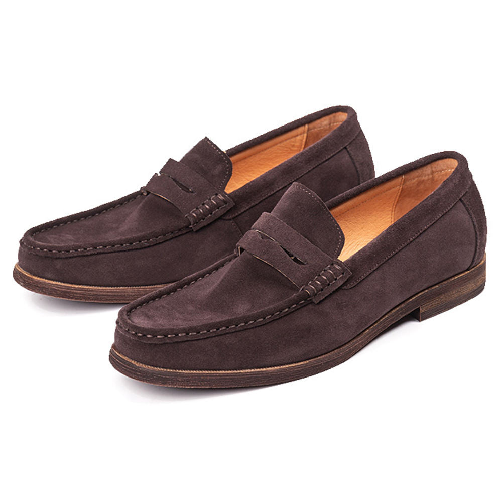 Handmade Men's Full Grain Leather Suede Casual Loafers