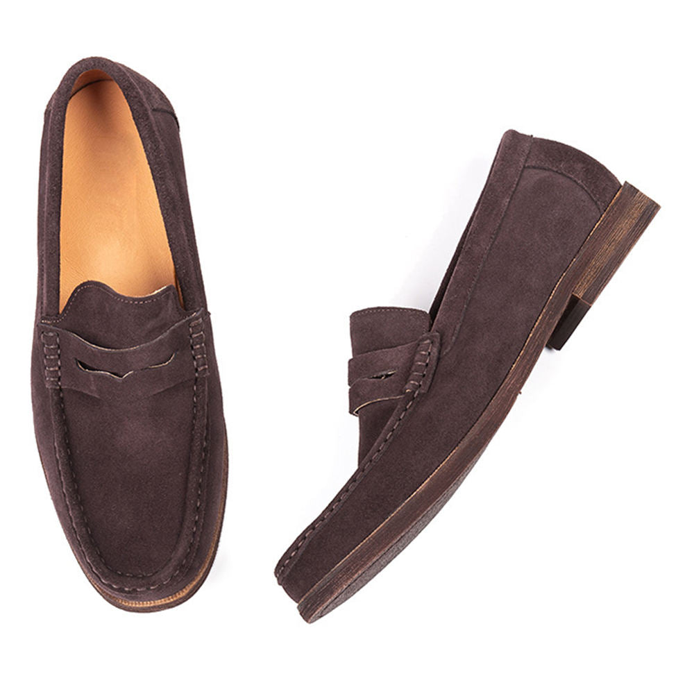 Handmade Men's Full Grain Leather Suede Casual Loafers