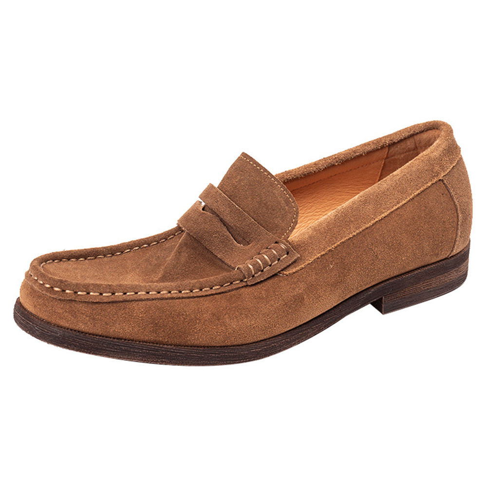 Handmade Men's Full Grain Leather Suede Casual Loafers