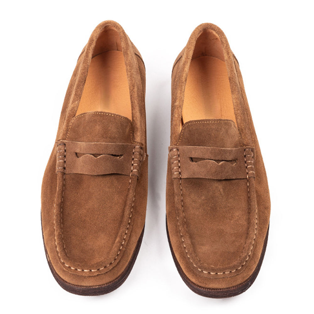 Handmade Men's Full Grain Leather Suede Casual Loafers