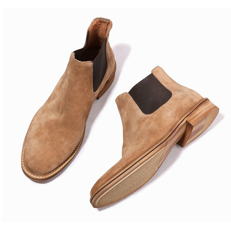 Handmade Men's Full Grain Suede Chelsea Boots