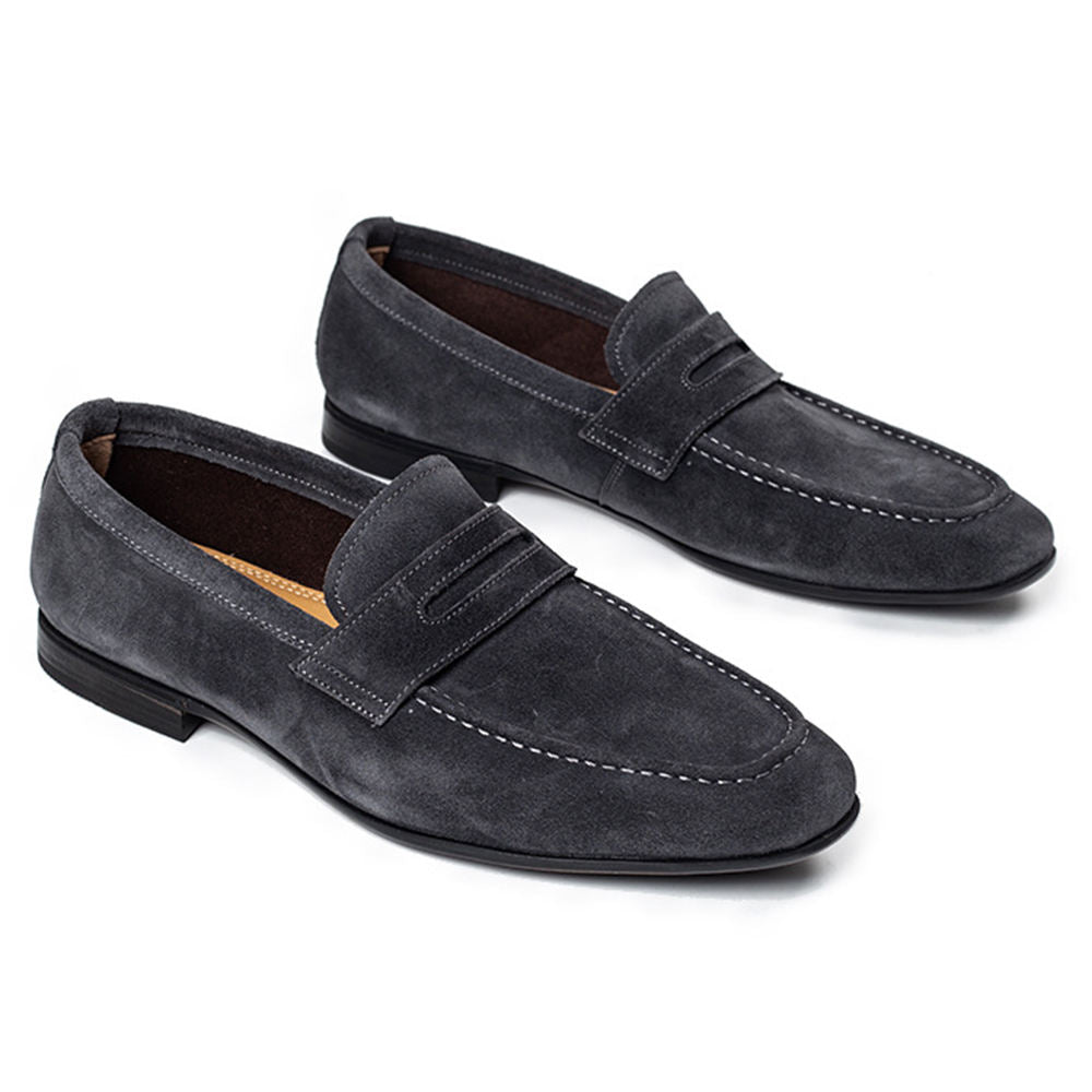 Handmade Men's Full Grain Leather Suede Moccasin Loafers