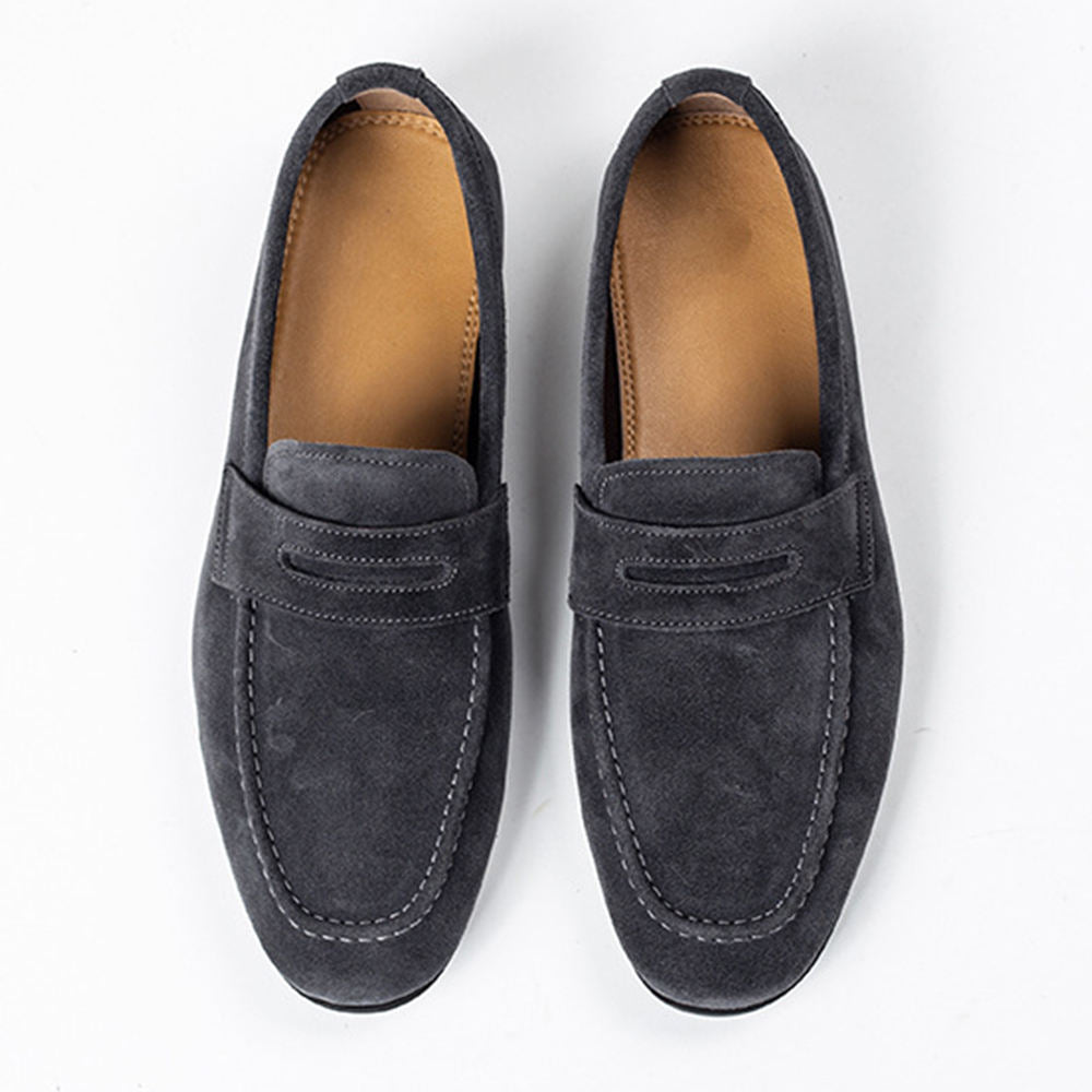 Handmade Men's Full Grain Leather Suede Moccasin Loafers