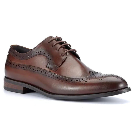 Handmade Men's Full Grain Leather Wingtip Brogue Shoes