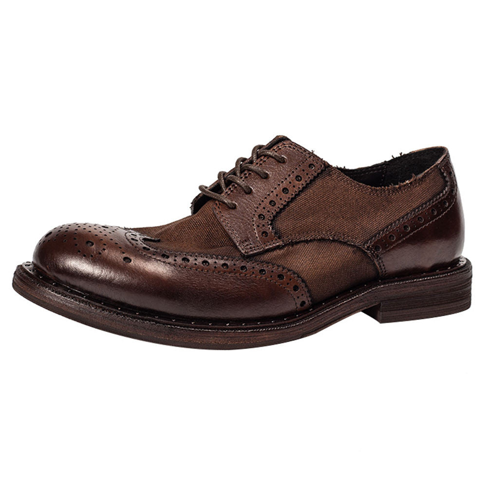 Handmade Men's Full Grain Leather Wingtip Brogues