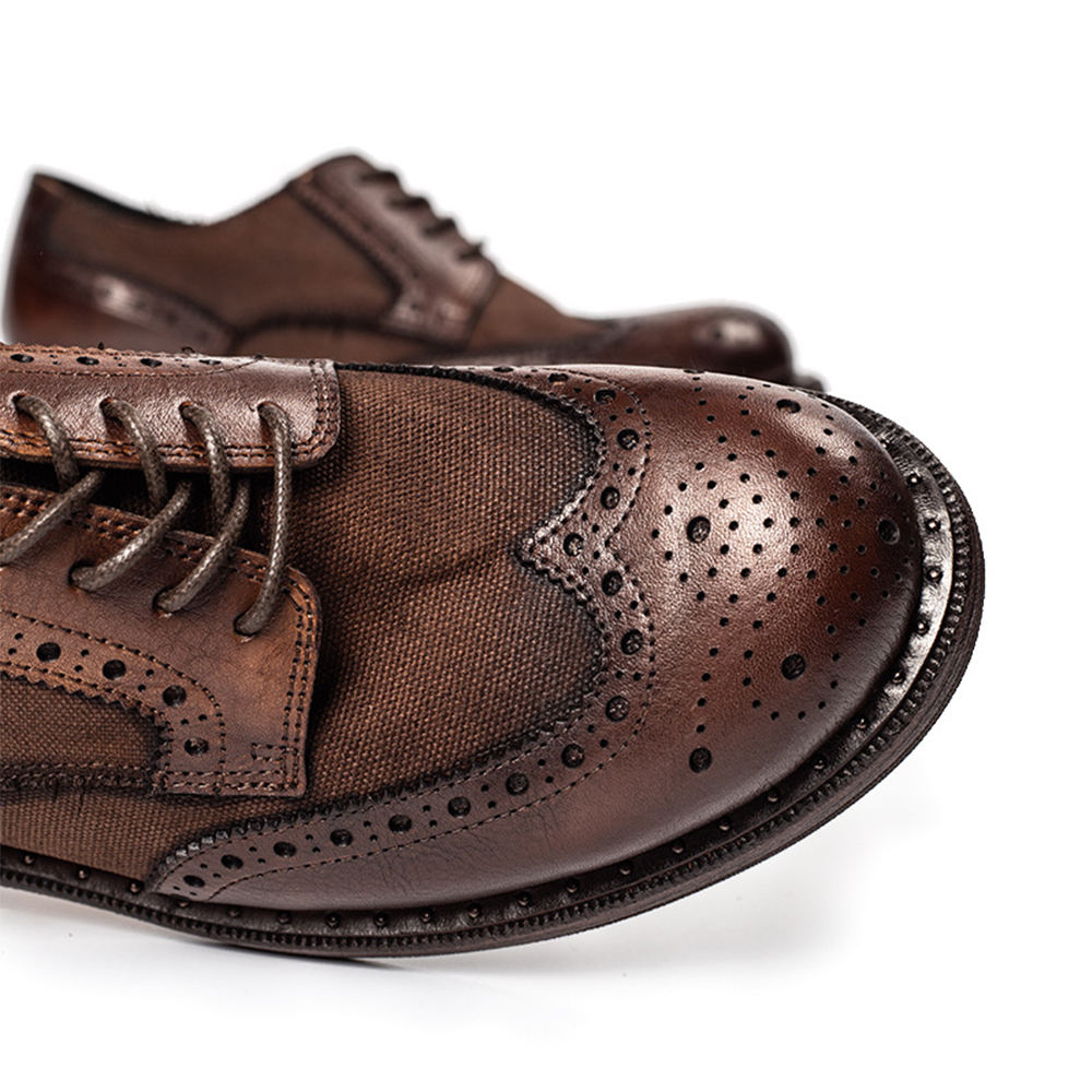 Handmade Men's Full Grain Leather Wingtip Brogues