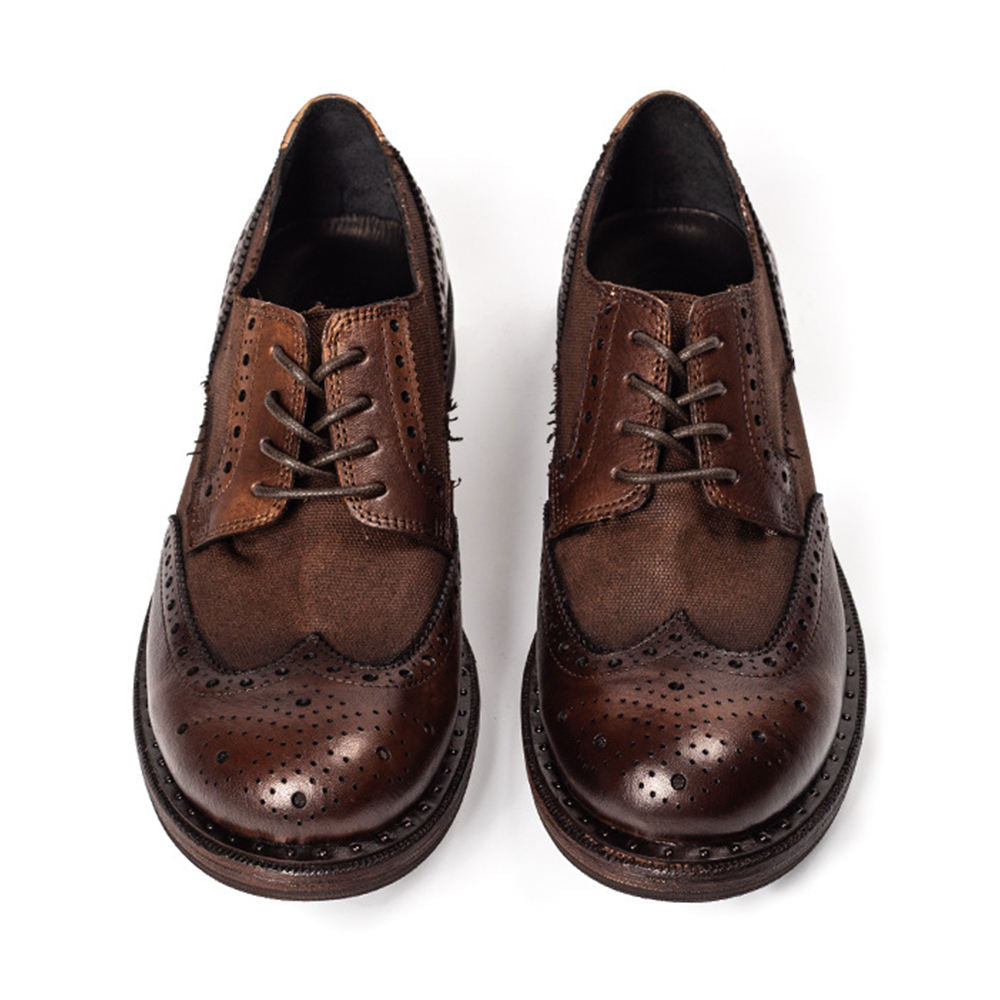 Handmade Men's Full Grain Leather Wingtip Brogues