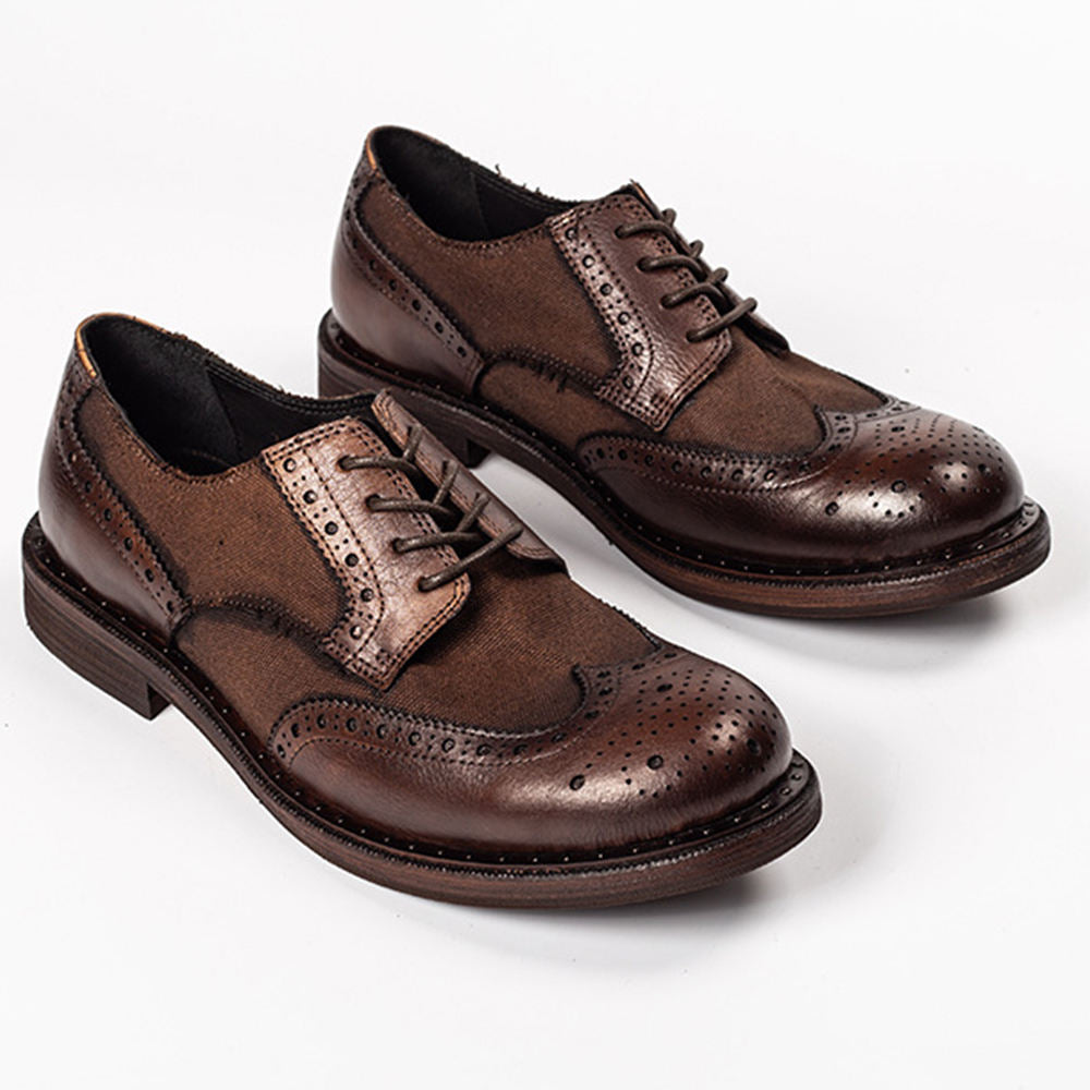 Handmade Men's Full Grain Leather Wingtip Brogues