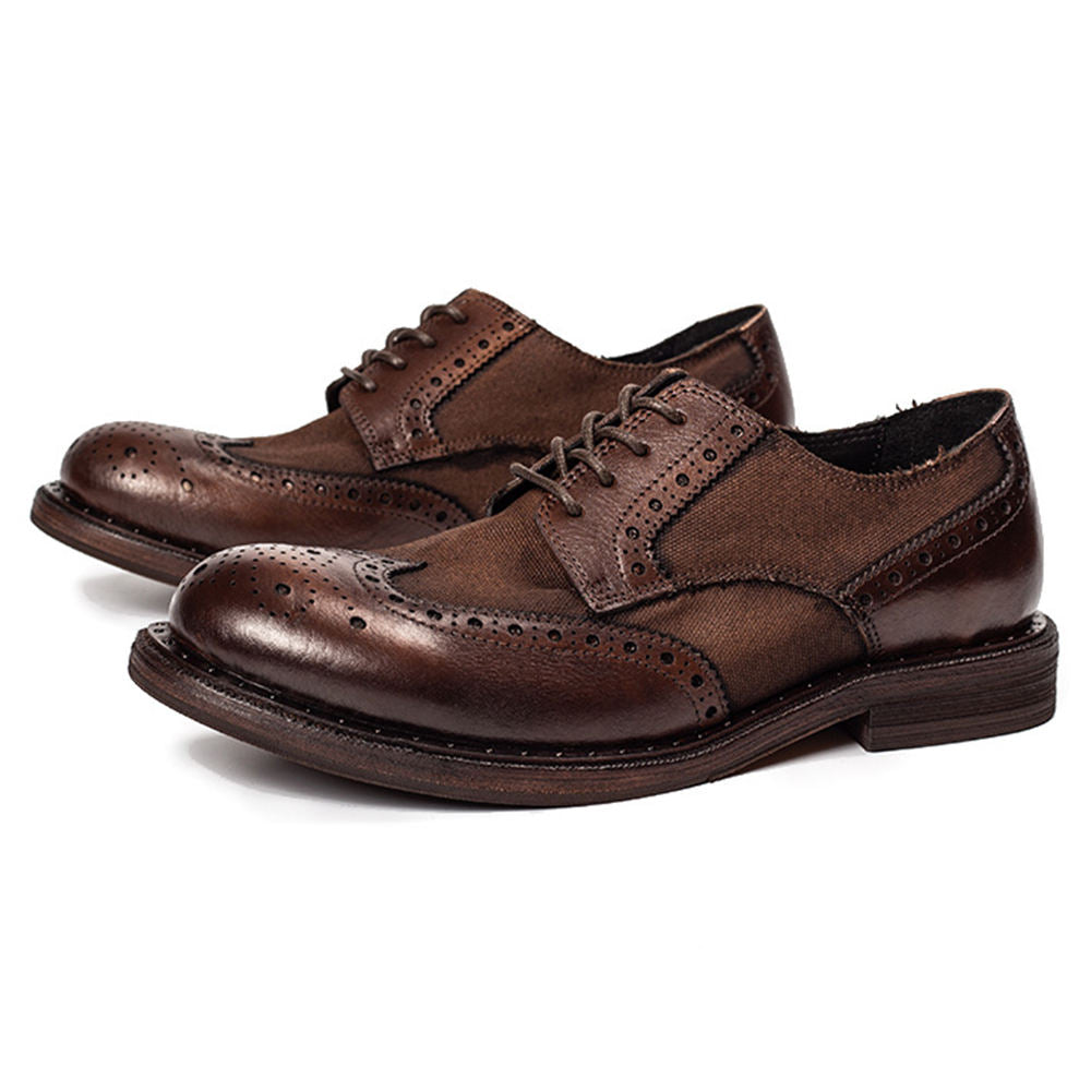 Handmade Men's Full Grain Leather Wingtip Brogues