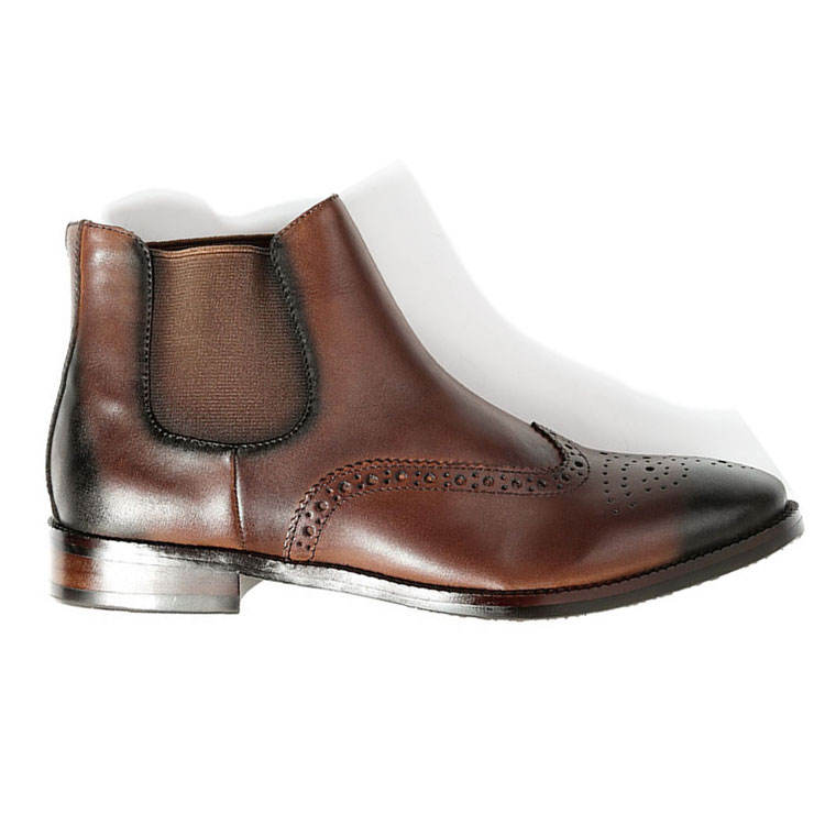 Handmade Men's Full Grain Leather Wingtip Chelsea Boots