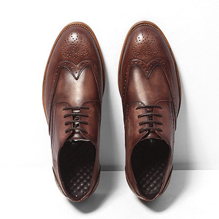 Handmade Men's Full Grain Leather Wingtip Dress Shoes