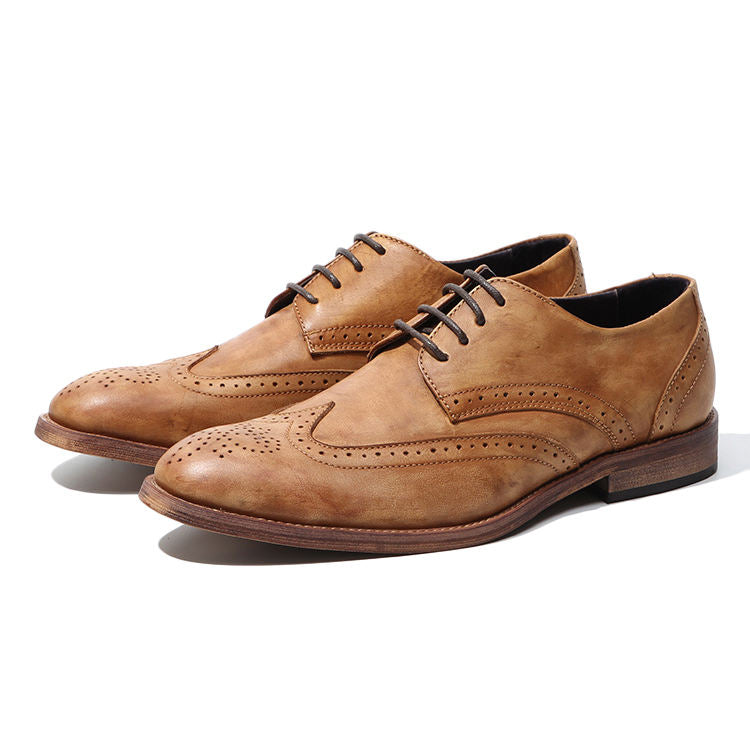 Handmade Men's Full Grain Leather Wingtip Dress Shoes