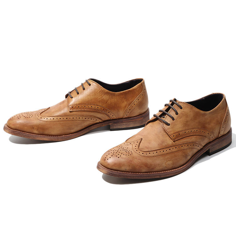 Handmade Men's Full Grain Leather Wingtip Dress Shoes