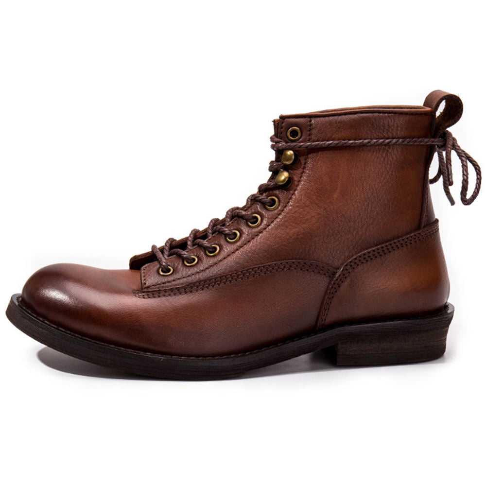 Handmade Men's Full Grain Premium Leather Lace-Up Boots