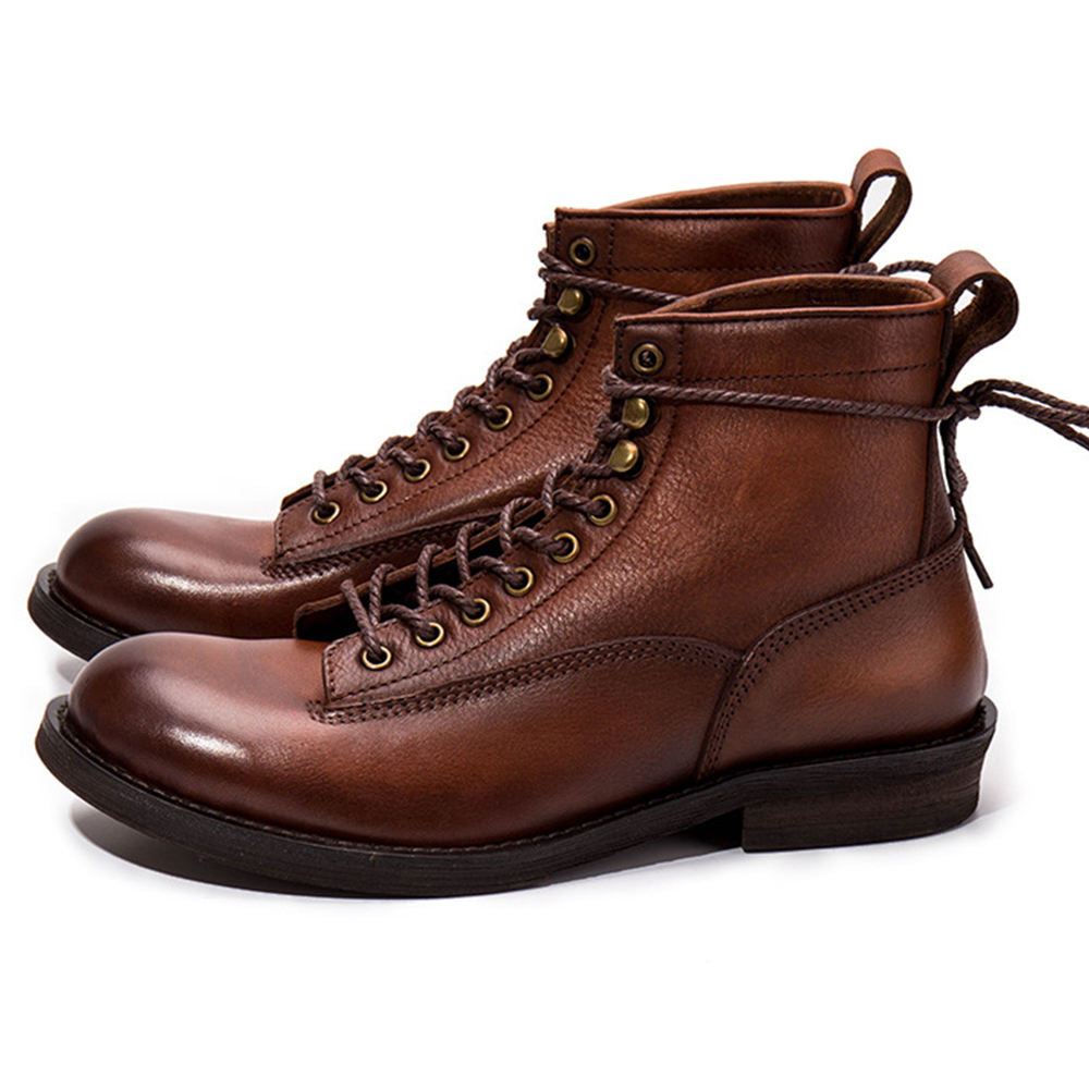 Handmade Men's Full Grain Premium Leather Lace-Up Boots