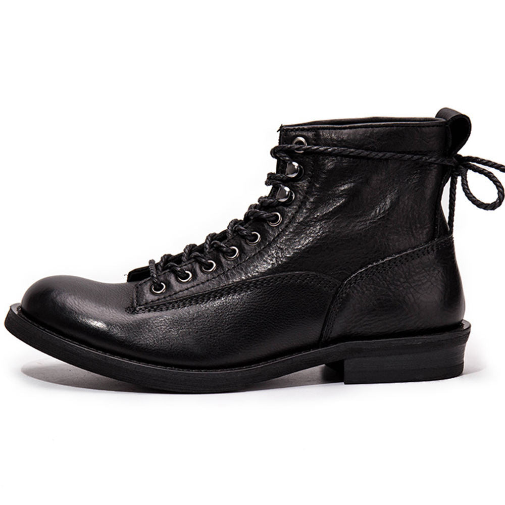 Handmade Men's Full Grain Premium Leather Lace-Up Boots