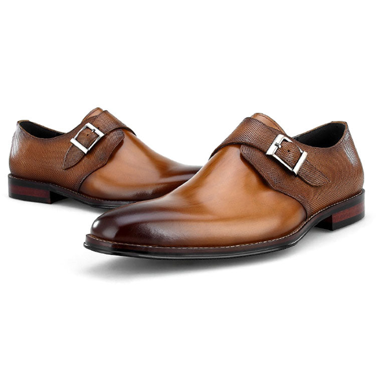 Handmade Men's Full Grain Premium Leather Monk Strap Shoes