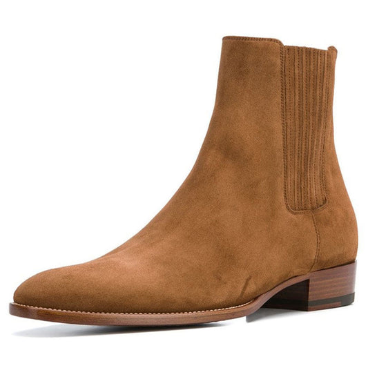 Handmade Men's Full Grain Suede Chelsea Boots