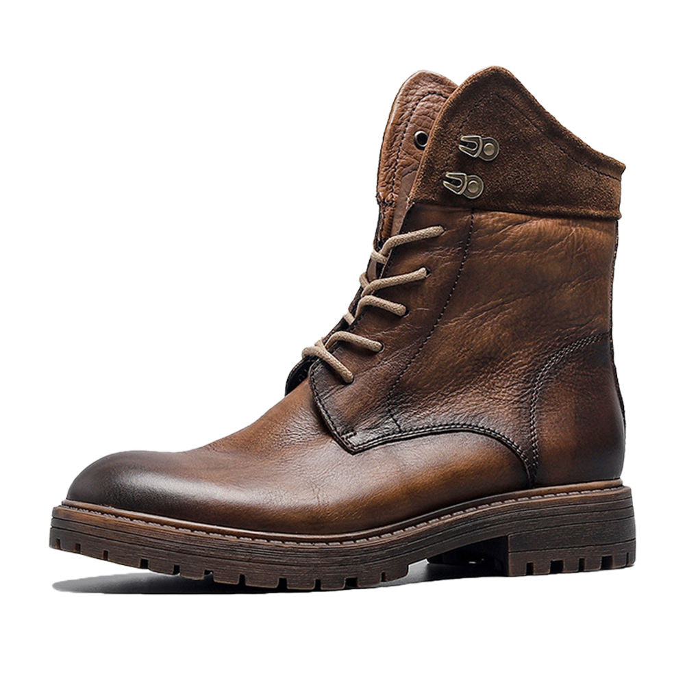 Handmade Men's Full Grain Leather High Ankle Lace-Up Boots