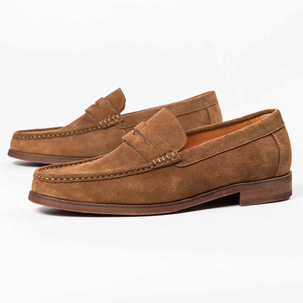 Handmade Men's Full Grain Suede Tassel Loafers - Classic Style