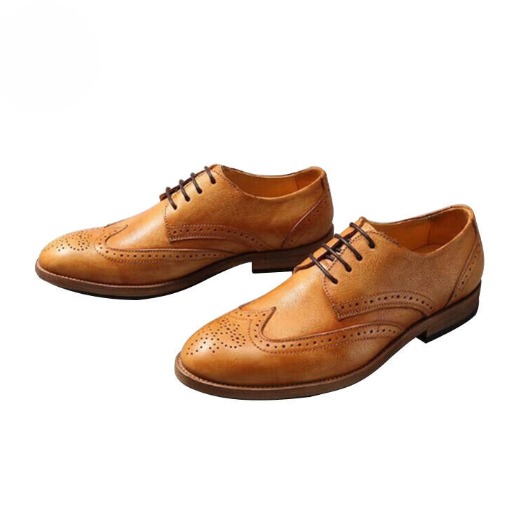 Handmade Men's Genuine Leather Derby Shoes