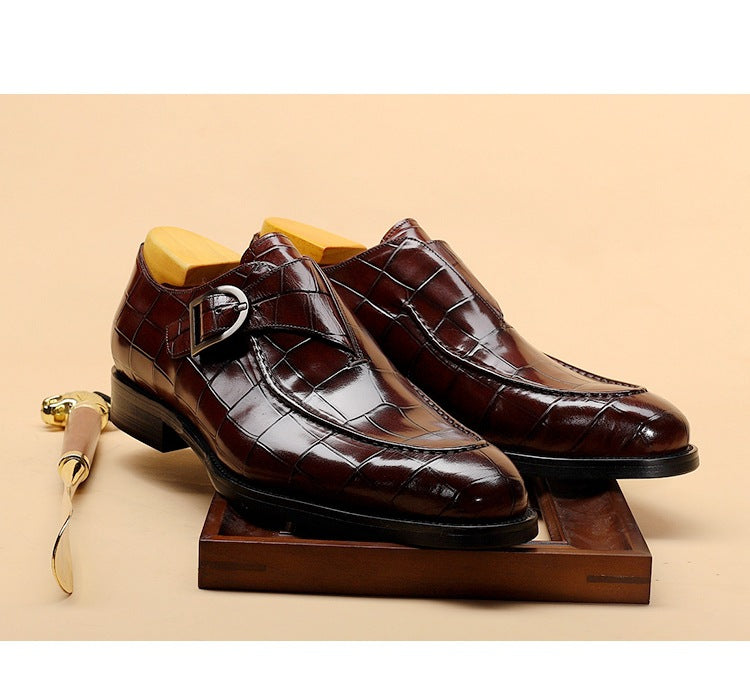 Handmade Men's Genuine Leather Formal Buckle Shoes