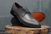Handmade Mens Gray Color Leather Derby Shoes, Gray Dress Shoes for men