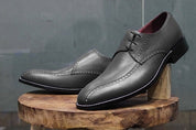 Handmade Mens Gray Color Leather Derby Shoes, Gray Dress Shoes for men