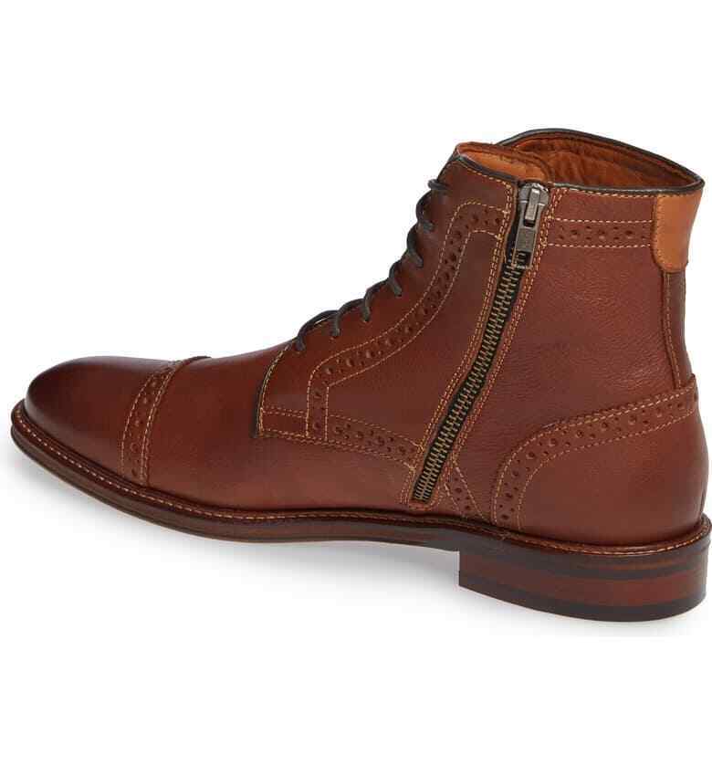 Handmade Mens Lace up dress boots, Mens style brown cap toe ankle boots