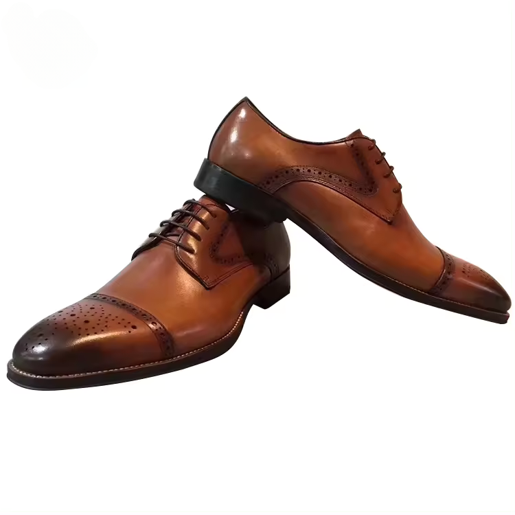 Handmade Men's Full Grain Leather Brogue Dress Shoes