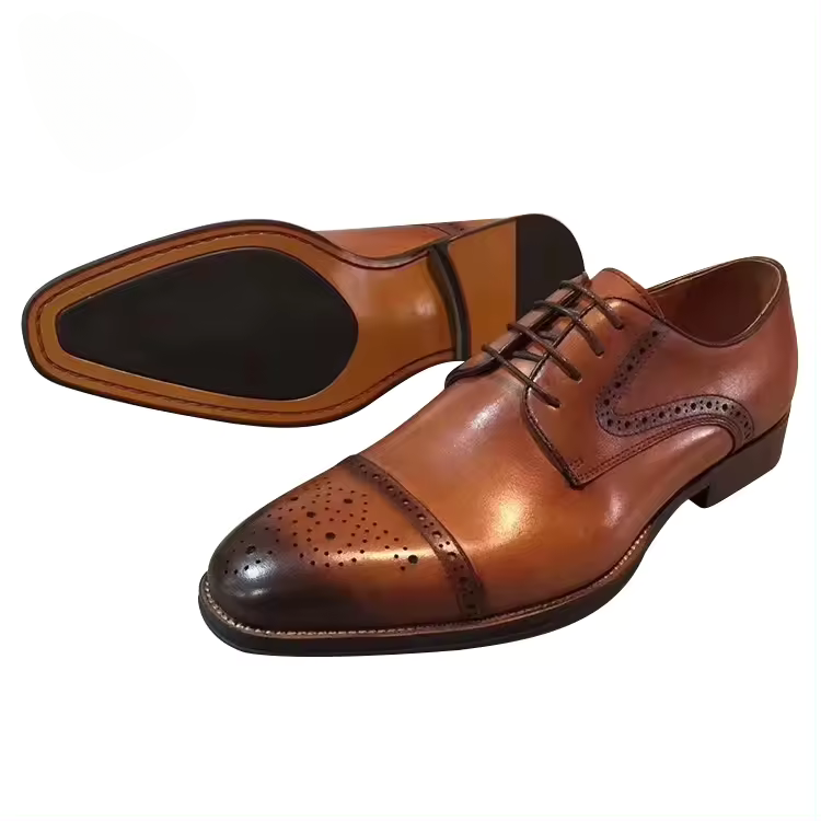 Handmade Men's Full Grain Leather Brogue Dress Shoes