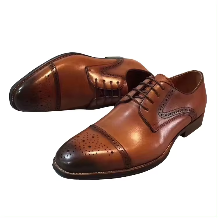 Handmade Men's Full Grain Leather Brogue Dress Shoes