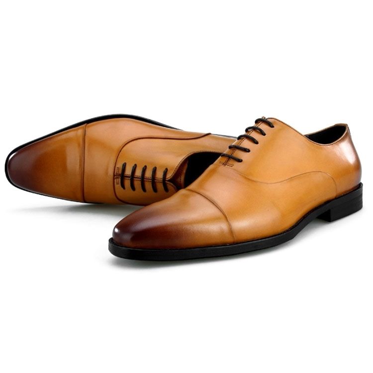 Handmade Men's Leather Cap-Toe Dress Shoes