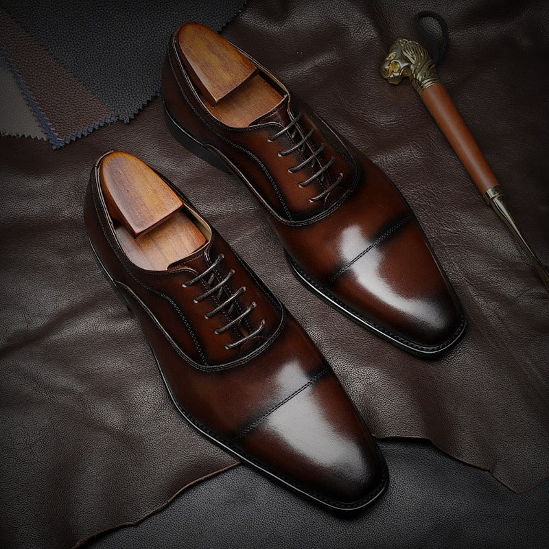 Handmade Men's Premium Leather Cap-Toe Oxford Dress Shoes