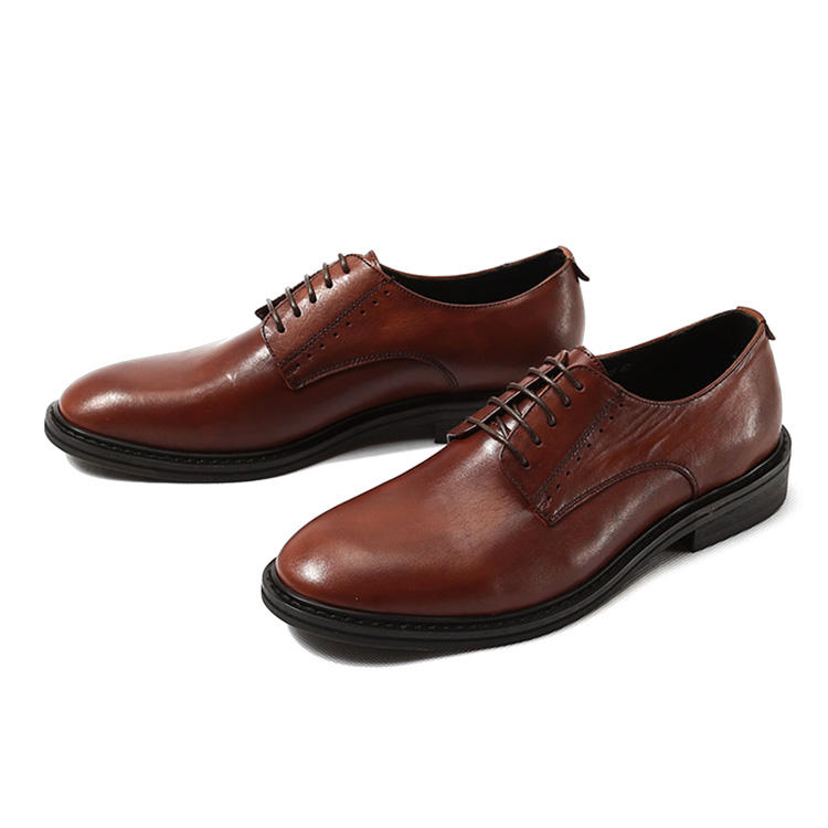 Handcrafted Men's Full Grain Leather Derby Dress Shoes