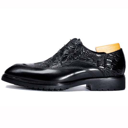 Handmade Men's Calf Leather Embossed Dress Shoes