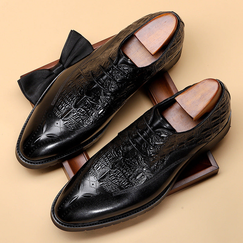 Handmade Men's Calf Leather Embossed Dress Shoes