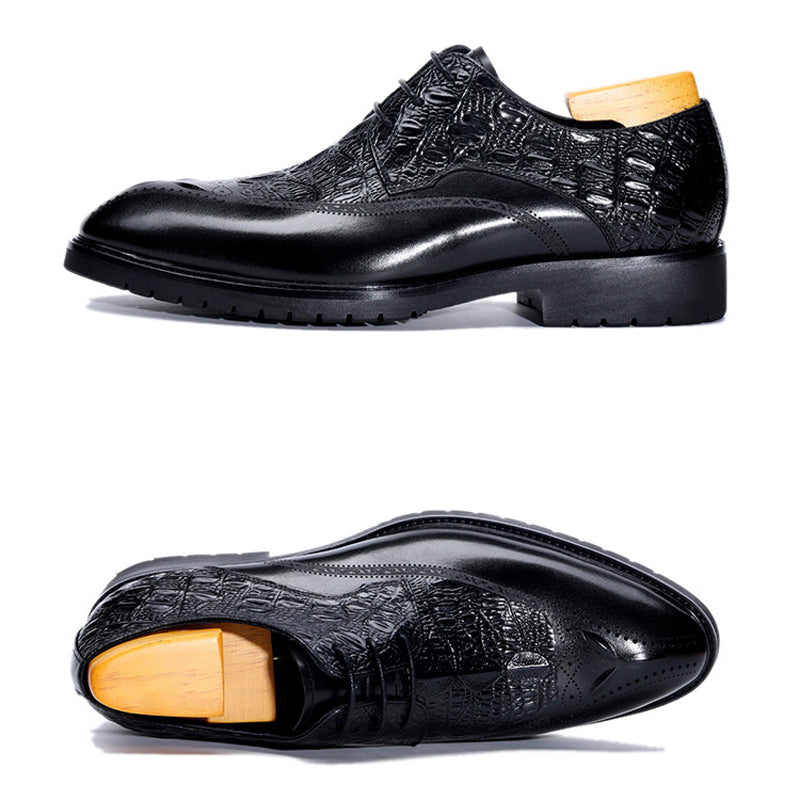 Handmade Men's Calf Leather Embossed Dress Shoes