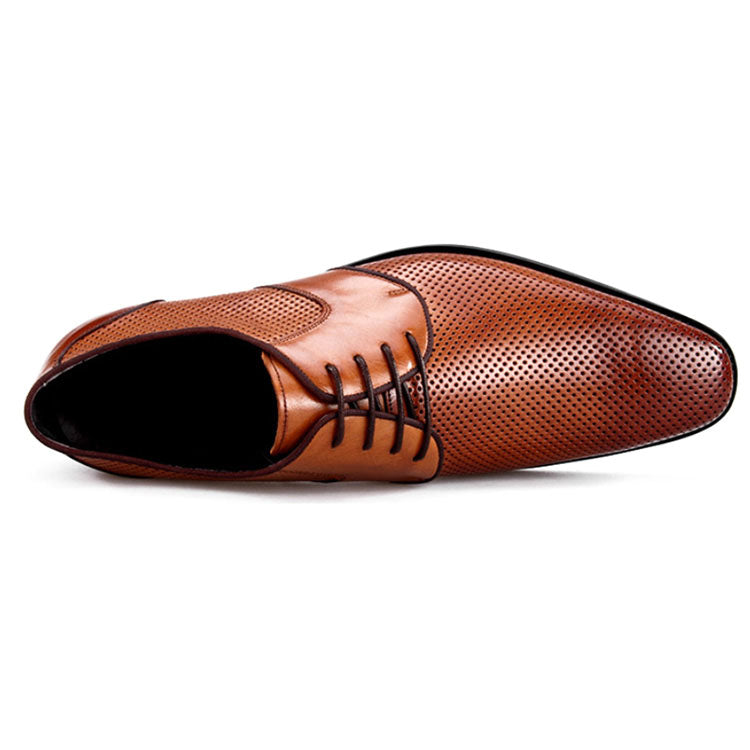 Handmade Men's Leather Perforated Derby Shoes