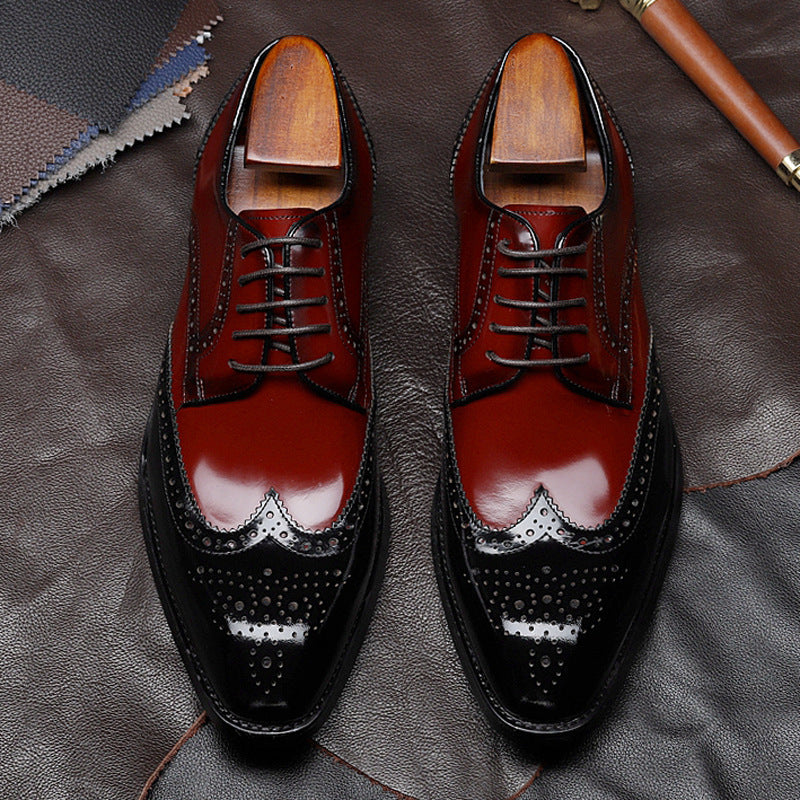 Handmade Men's Leather Wingtip Brogue Dress Shoes