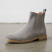 Handmade Mens Light Gray Suede Chelsea boots, Men Casual wear ankle boots - detail-view-showing-texture