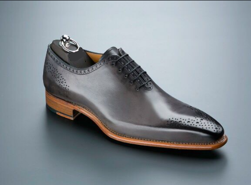 Handmade Mens Oxfords Brogue shoes, Gray leather dress shoes for Mens