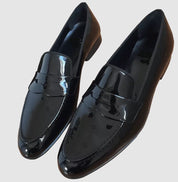 Men's Black Patent Leather Moccasin Loafers - Image 2
