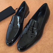 Men's Black Patent Leather Moccasin Loafers