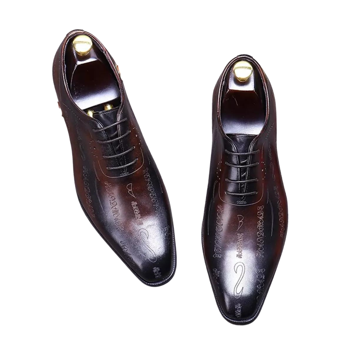 Handmade Men's Polished Leather Embossed Oxford Dress Shoes